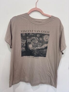 Mighty Fine Vincent Van Gogh Starry Night Graphic Tee Tan Taupe XXL